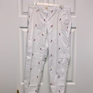 Talbots Relaxed Chinos Size 8P with Parrots 🦜